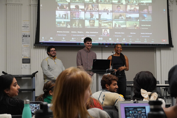 Izzar Linares, Matthew Prebeg & Brianna Dunstan presenting their capstone research