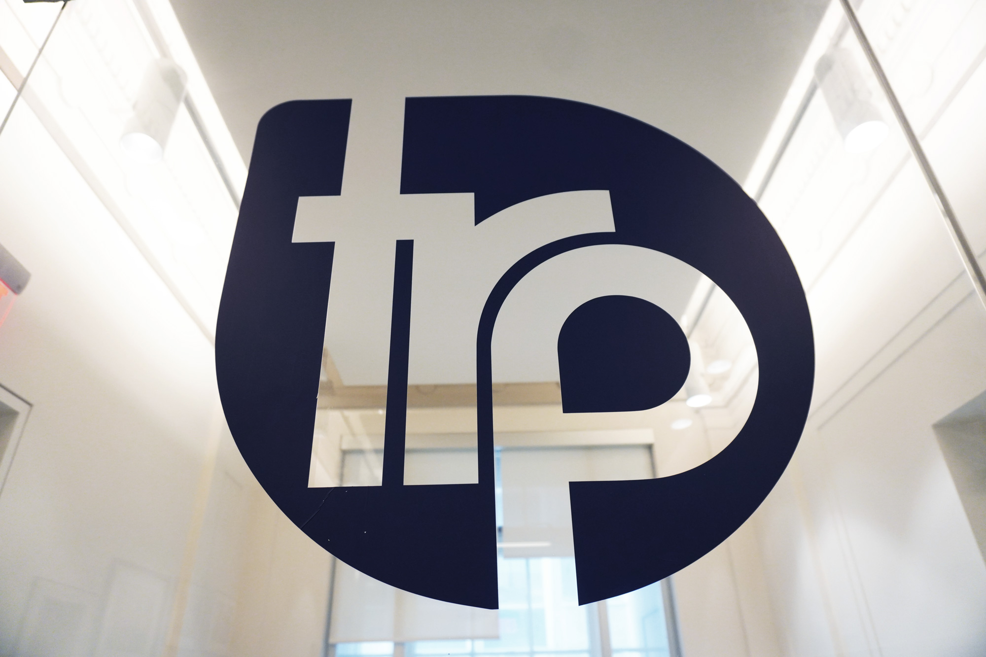 TRP Logo on glass