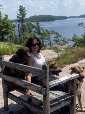 Dr. Edyta Marcon with her 3 dogs